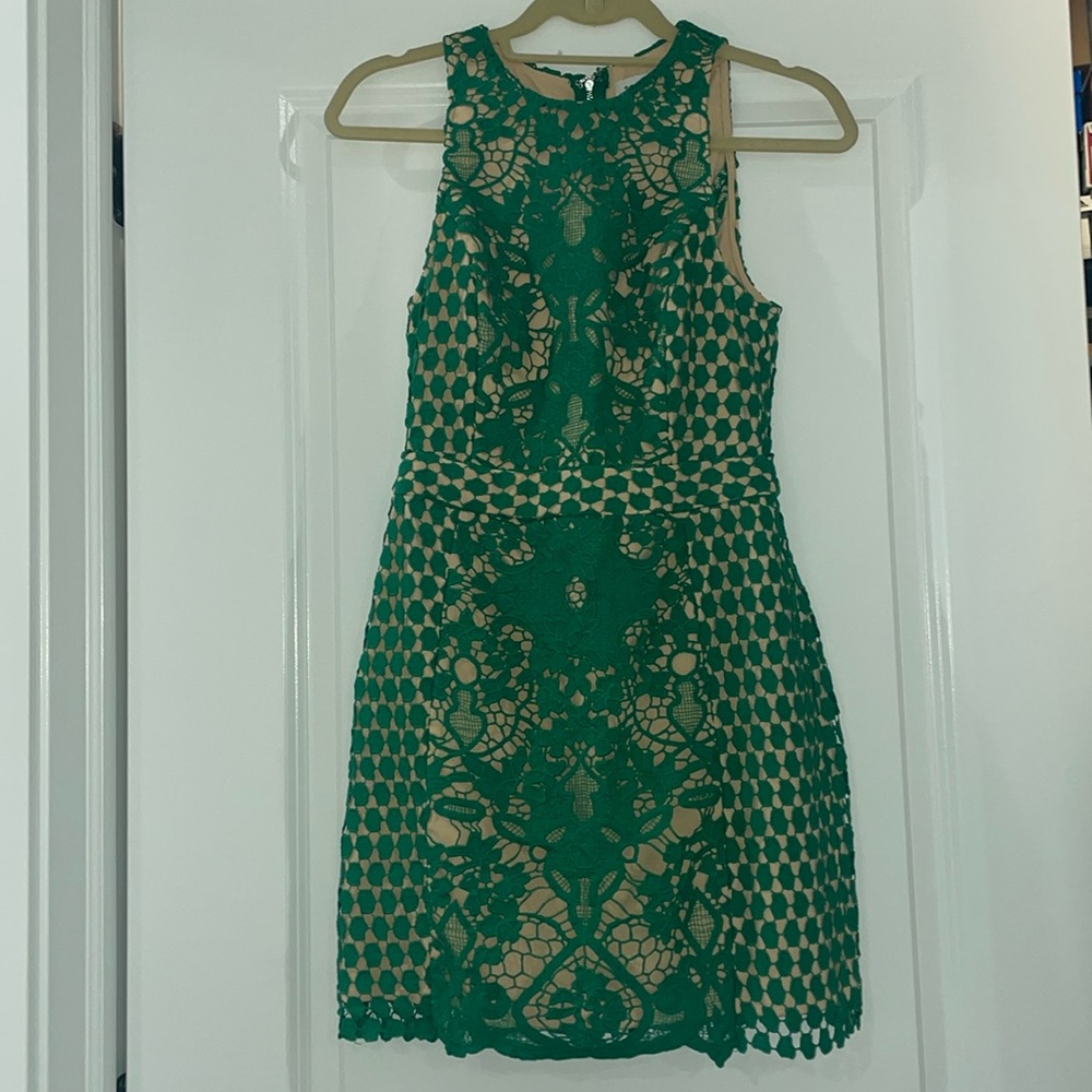 Green Lace Overlay Dress